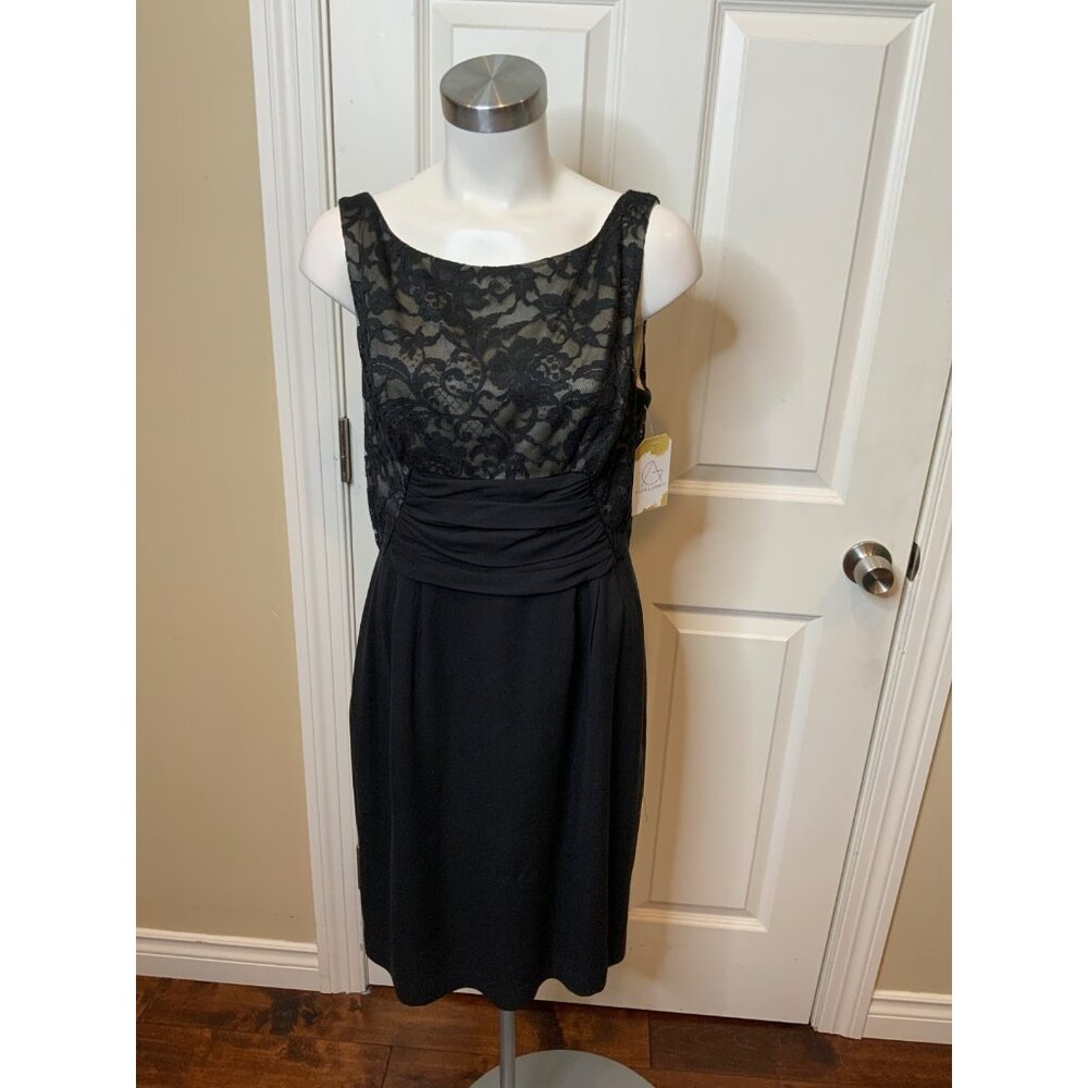 Elie Tahari Little Black Dress Floral Lace Mini Cocktail Dress, Size 12